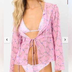 NWT Frankie’s Bikini Molly Lace Up Long Sleeve Top